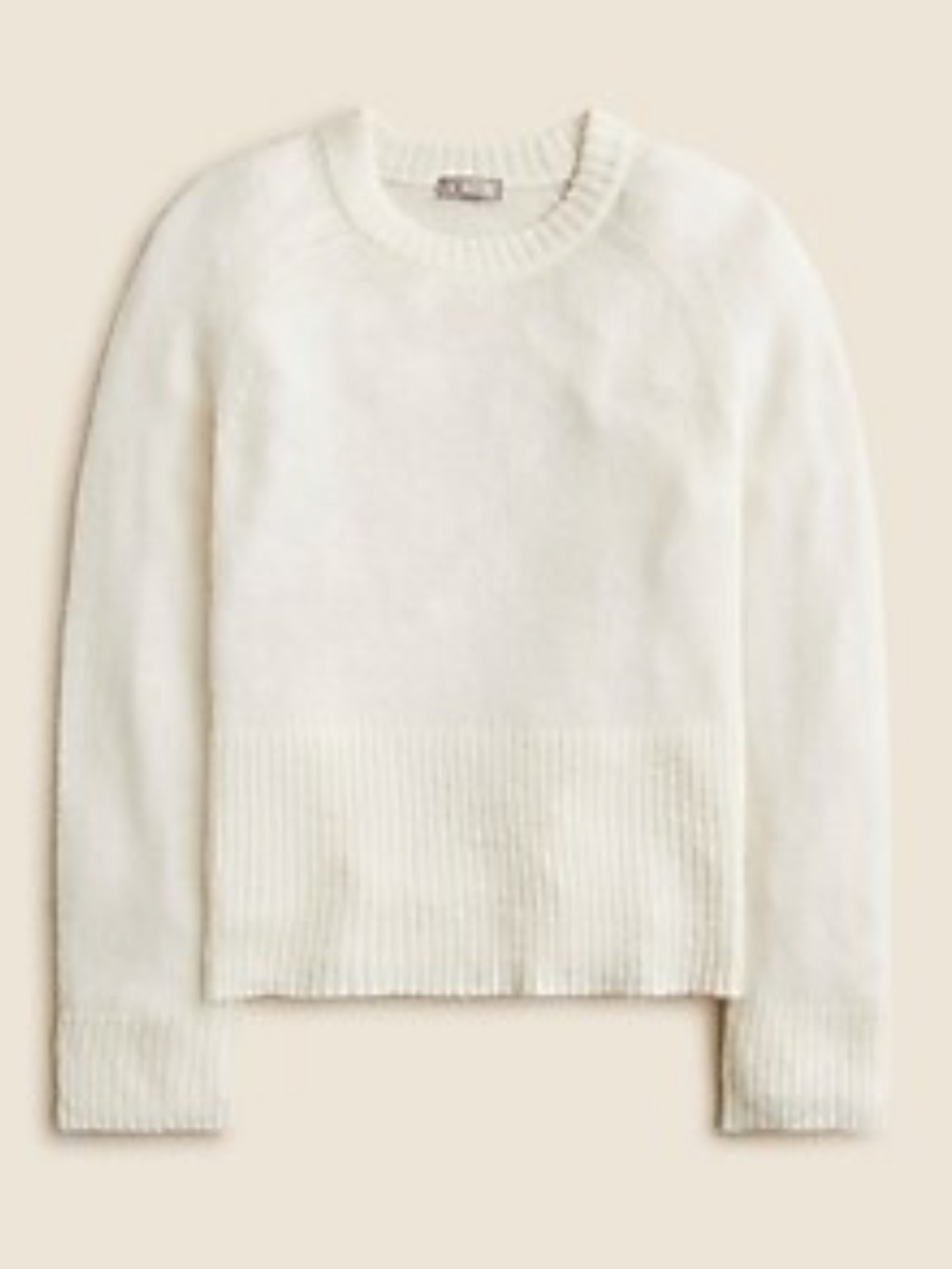 J. Crew Women's High rib pullover sweater in wool blend Ivory size Large